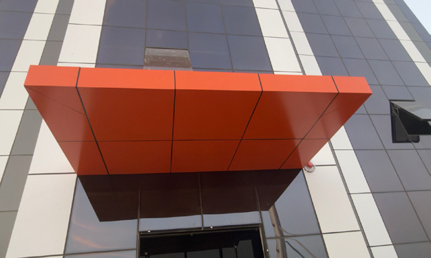 ACP-clad entrance canopy by Dreams in Ajman
